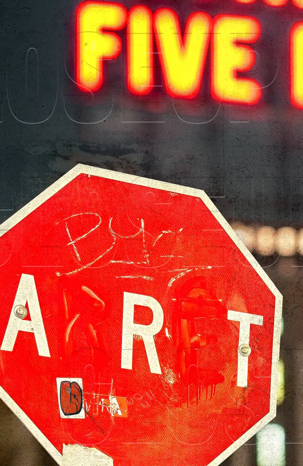 Closeup sur l'oeuvre "FFR A_R_T" par l'artiste visuel Pascal Normand